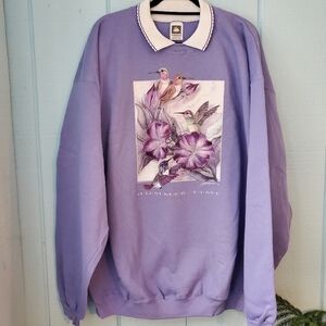 Vintage Granny Sweatshirt Sweater GrandmaCore Cottage Chic Hummingbirds r Sz.2X